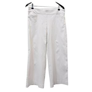 Chico's Ponte Wide Leg Crop Pants Womens 8 1R White Pull On Stretch